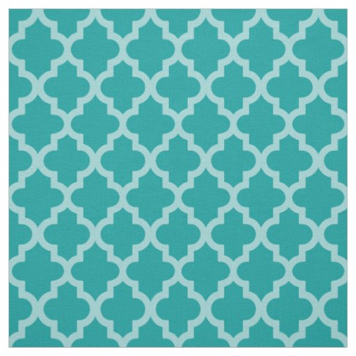 Aqua Moroccan Moods Quatrefoil Fabric