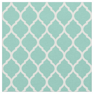Aqua Moroccan Quatrefoil Fabric