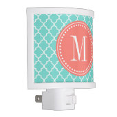 Aqua Moroccan Tiles Lattice Personalized Night Light (Right)