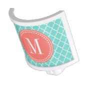 Aqua Moroccan Tiles Lattice Personalized Night Light (Angled)