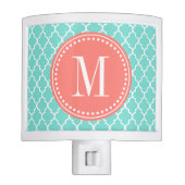 Aqua Moroccan Tiles Lattice Personalized Night Light (Front)