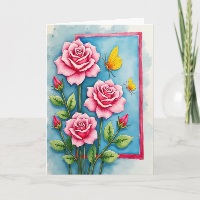 Aqua Mothers Day Bloom Card (Front)