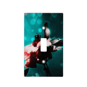 Aqua N Pink Sunflower N Bee Light Switch Cover