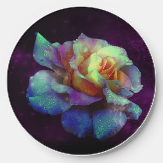 Aqua N Violet Tie Dyed Rose Wireless Charger