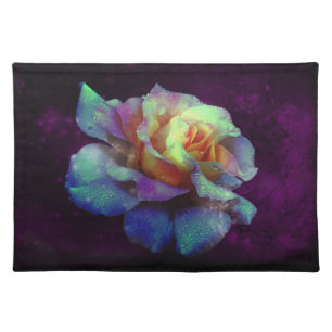 Aqua N Yellow Rose w/Violet Placemats