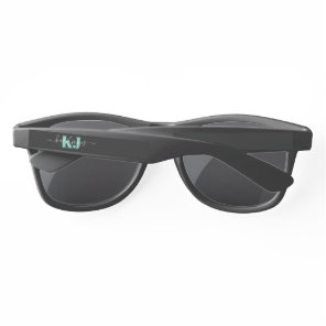 Aqua Name & Monogram | Retro Typography Sunglasses
