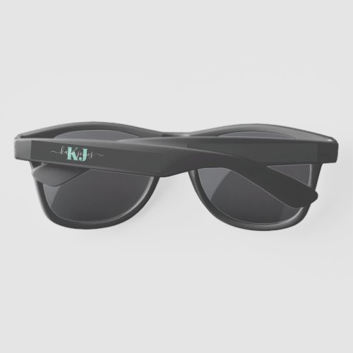 Aqua Name  Monogram  Retro Typography Sunglasses