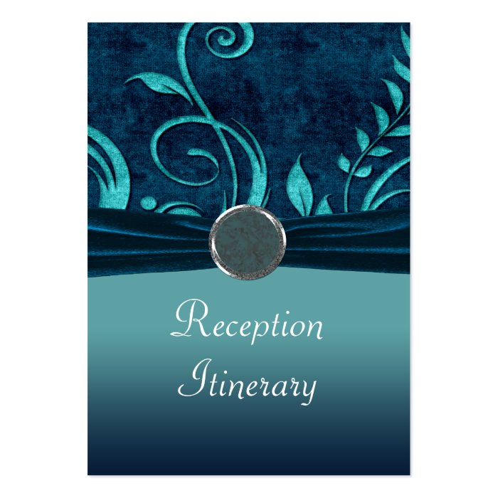 Aqua & Navy Blue Velvet Wedding Swirl Business Card