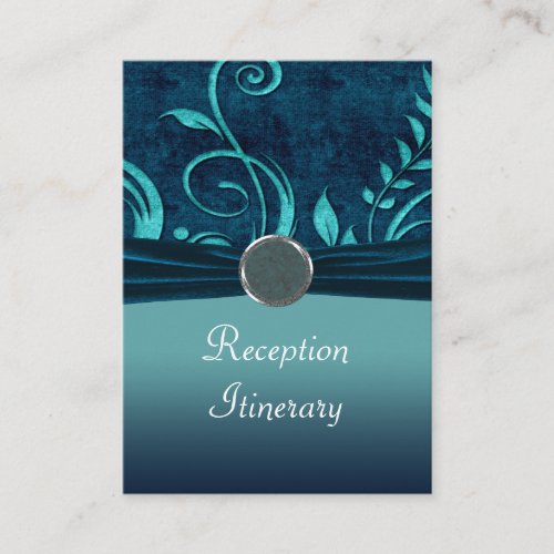 Aqua &amp; Navy Blue Velvet Wedding Swirl Business Card