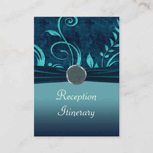 Customizable Aqua &amp; Navy Blue Velvet Wedding Swirl Business Card