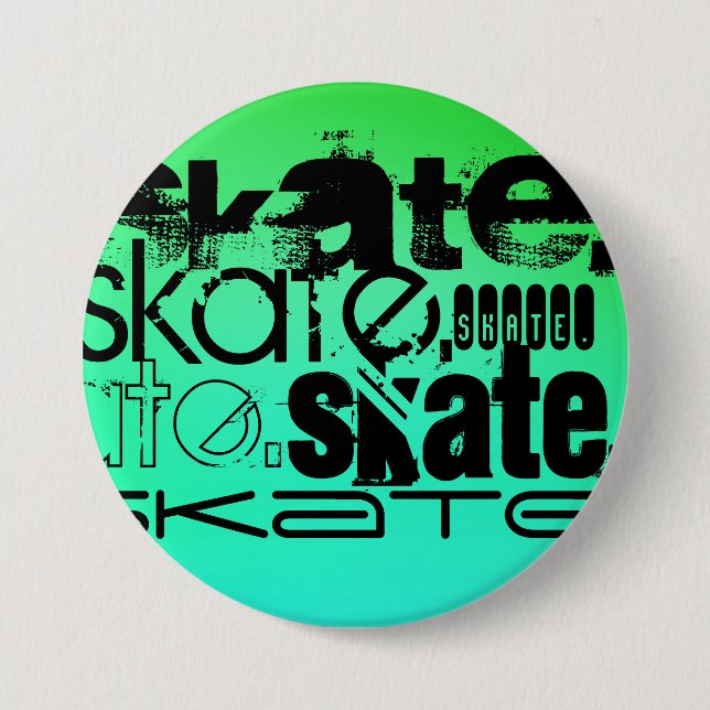 Aqua, Neon Green Gradient; Skate Button (Front)