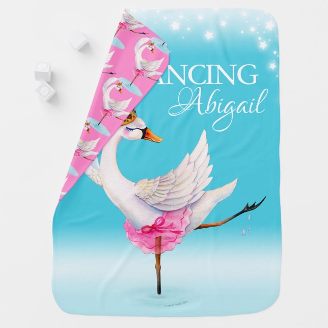 Aqua never stop dancing custom ballet swan baby blanket (In Situ)