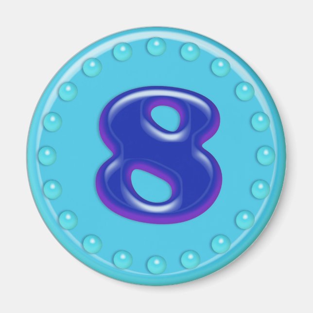 Aqua Number 8 Magnet (Front)