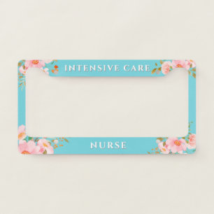 Aqua Nurse Floral License Plate Frame