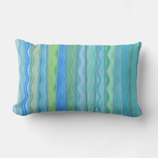 Aqua Ocean Abstract Stripe Lumbar Pillow