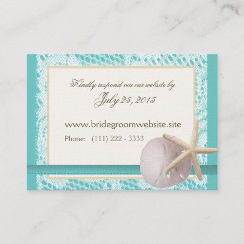 Aqua Ocean and Lace Small Insert Card Business Card Template