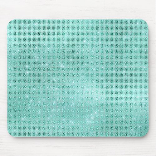 Aqua Ocean Blue Aquamarine Diamond Shiny Glam Mouse Pad