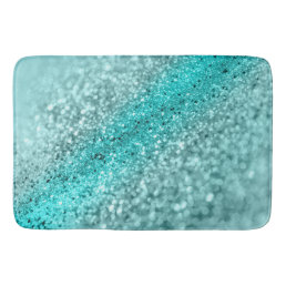 Aqua Ocean Bokeh Glitter #1 (Faux Glitter) #decor  Bath Mat