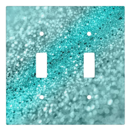 Aqua Ocean Bokeh Glitter 1 Faux Glitter decor  Light Switch Cover