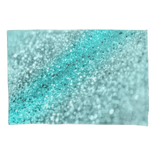 Aqua Ocean Bokeh Glitter #1 (Faux Glitter) #decor Pillow Case