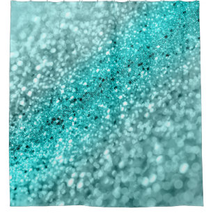 Aqua Ocean Bokeh Glitter #1 (Faux Glitter) #decor  Shower Curtain