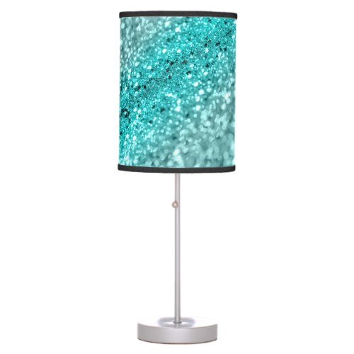 Aqua Ocean Bokeh Glitter 1 Faux Glitter decor  Table Lamp