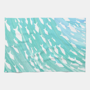 Aqua Ocean Fish Nautical Kitchen Towel