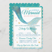 Aqua Ocean Mermaid Tail Baby Shower Invitation