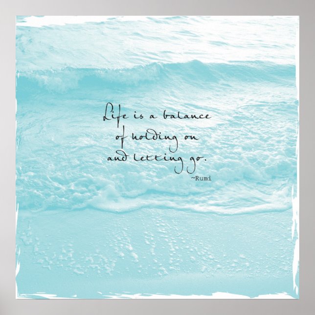 AQUA OCEAN PHOTO WITH RUMI QUOTE POSTER (Front)