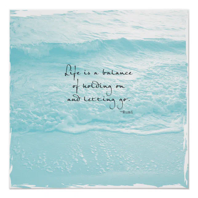 AQUA OCEAN PHOTO WITH RUMI QUOTE POSTER | Zazzle