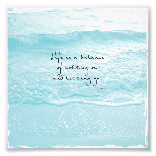 AQUA OCEAN PHOTO WITH RUMI QUOTE PRINT (Front)