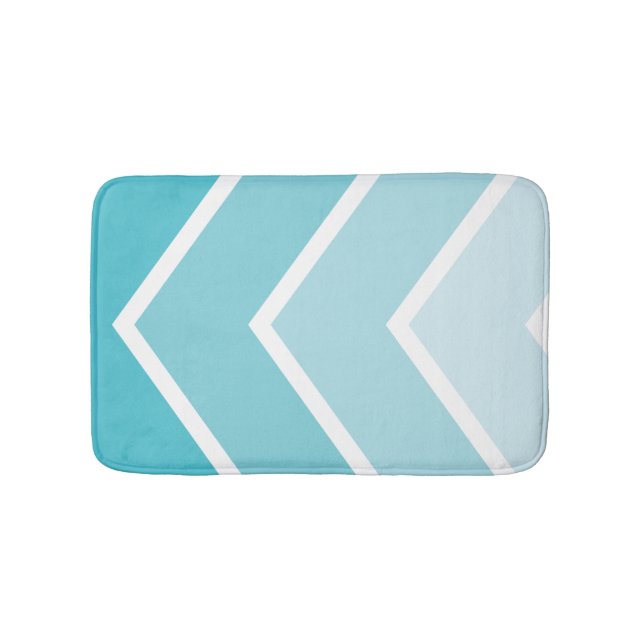 Aqua Ombré Chevron Stripes Pattern Bathroom Mat (Front)