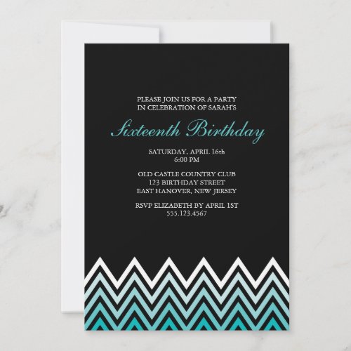 Aqua Ombre Chevrons Birthday Cards