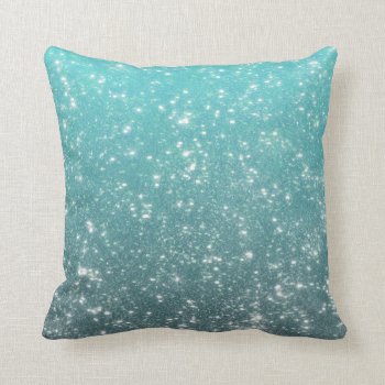 Aqua Ombre Glitter Throw Pillow by OrganicSaturation at Zazzle