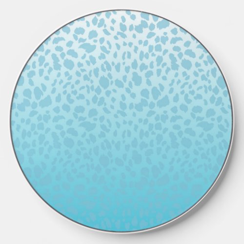 Aqua Ombre Leopard Pattern Custom Wireless Charger