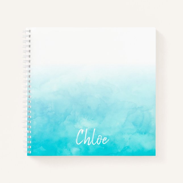 Aqua Ombre Personalized Notebook (Front)