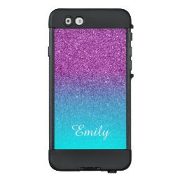 Aqua Ombre Purple Glitter Personalized LifeProof NÜÜD iPhone 6 Case