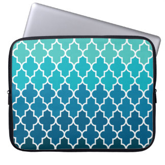 Aqua Ombre Quatrefoil Laptop Sleeve
