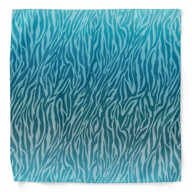 Aqua Ombre Zebra Print Bandana (Front)