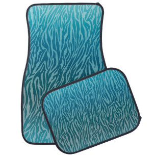 Aqua Ombre Zebra Print Car Mat