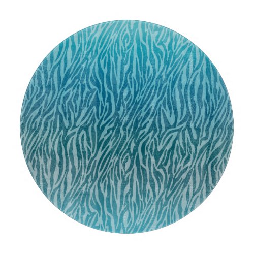 Aqua Ombre Zebra Print Cutting Board