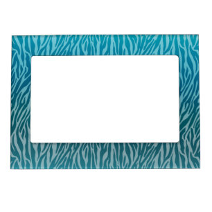 Aqua Ombre Zebra Print Magnetic Picture Frame