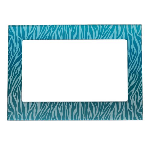 Aqua Ombre Zebra Print Magnetic Picture Frame