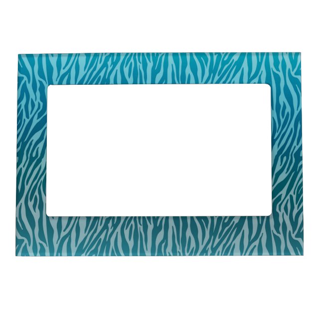 Aqua Ombre Zebra Print Magnetic Picture Frame (Front)