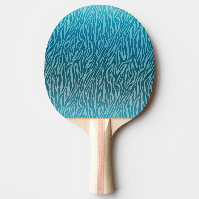Aqua Ombre Zebra Print Ping-Pong Paddle (Front)