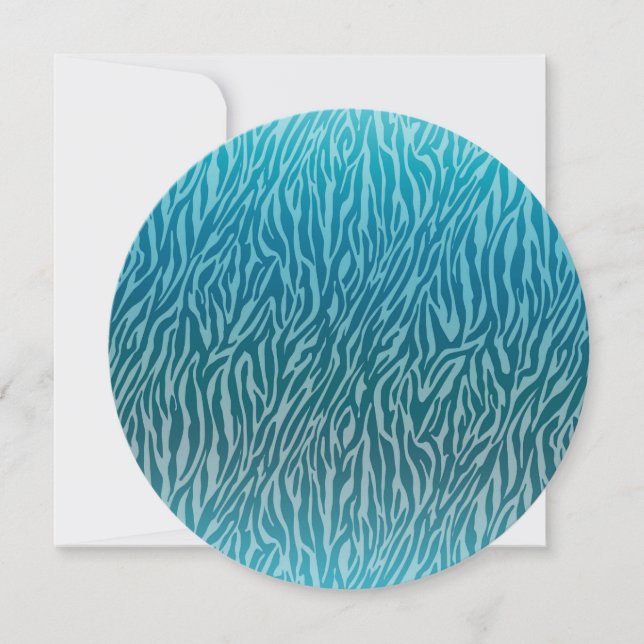 Aqua Ombre Zebra Print Sweet Sixteen Invitation (Front)