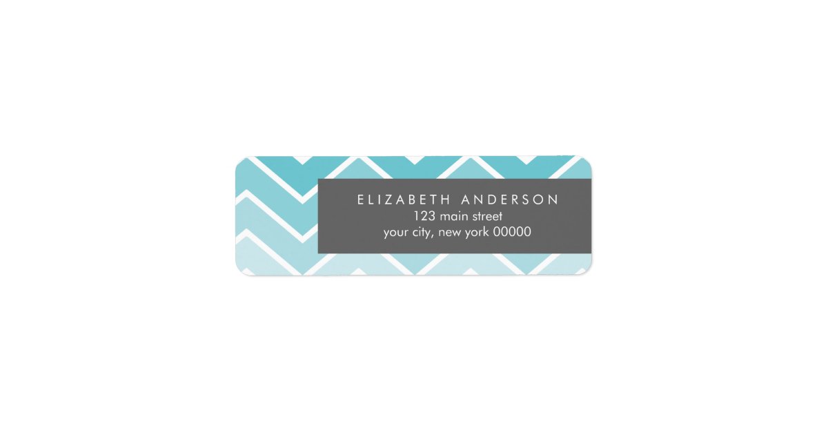 Aqua Ombre Zig Zag Chevron Pattern Label | Zazzle