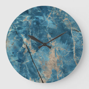 Aqua Onyx Marble: High-Resolution Design. Large Clock