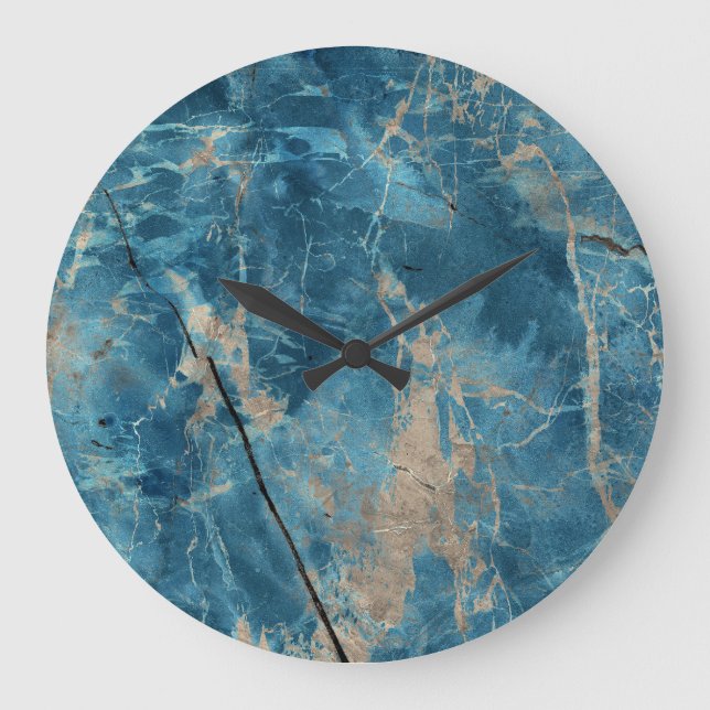 Aqua Onyx Marble: High-Resolution Design. Large Clock (Front)