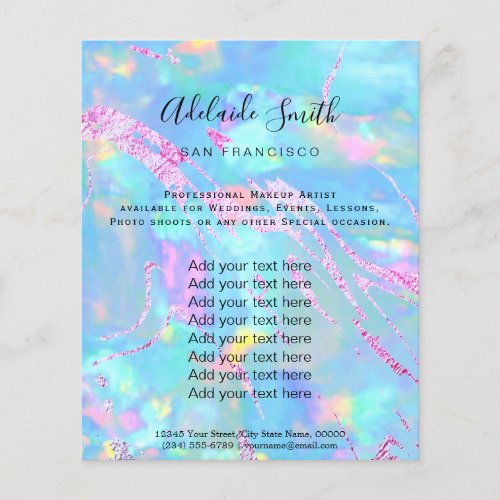 aqua opal stone FAUX holograph  Flyer